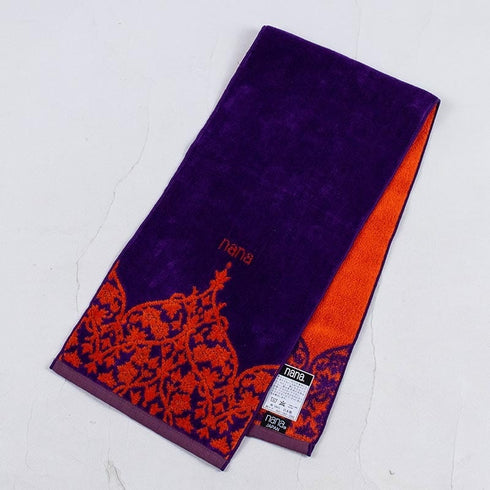 タオル 横浜ナナ 湘南ナナ NANA フェイスタオル ハーフ インディア柄 パープルオレンジ nn-fth26-F